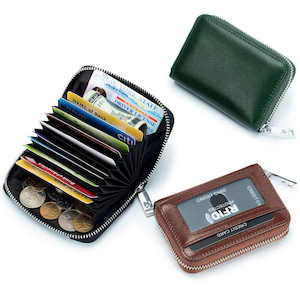 Mens Wallets: Transparent Window RFID Leather Card Holder Wallet