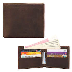 Mens Wallets: Men's Crazy Horse Leather Bifold Wallet