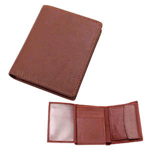 Men's Genuine Leather Vertical Trifold Wallet
