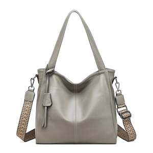 Soft Leather Tote Bag – Woven Strap Shoulder & Crossbody