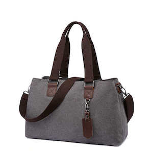 Canvas Shoulder Tote Bag | Three Zippered Main Compartments