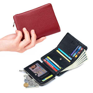 Womens Wallets: Short Women's Genuine Leather Trifold Wallet - Small Yet Spacious