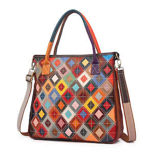 Leather Patchwork Handbag - Unique Design