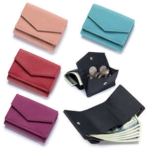 Sale: Compact Leather Tri-Fold Wallet with Coin Pocket