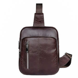 Sale: Premium Men's Coffee Leather Sling Bag - Stylish & Practical Chest Bag