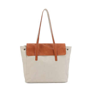 Canvas Tote Bag – Leather Flap Shoulder Bag