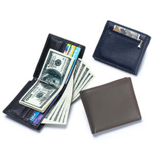 RFID Leather Wallet with Money Clip & Zipper Pocket