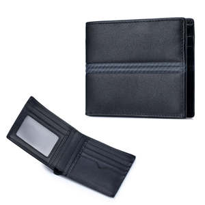 Leather RFID Bi-Fold Wallet with Zip Pocket
