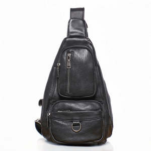 Shoulder Bags: Black Leather Sling Bag – Crossbody Chest Pack