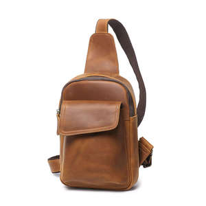 Shoulder Bags: Leather Small Sling Bag – Vintage Crossbody Chest Pack