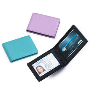Wallets: Leather Slim ID Card Holder with Dual ID Windows