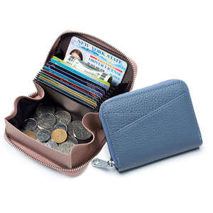 Wallets: Leather RFID Zip Around Card Holder Wallet