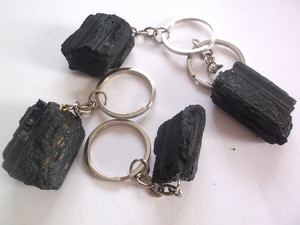 natural rough black tourmaline key chain - NZ Gems