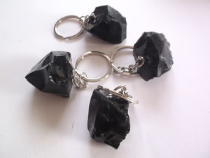 natural rough black obsidian key chain - NZ Gems