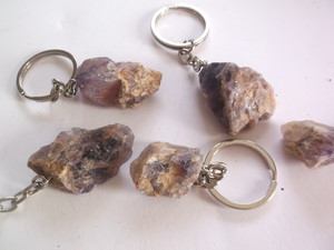 natural amethyst rough key chain - NZ Gems