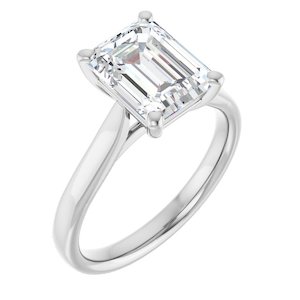 Ring From 500 1000: Continuum Silver Emerald Shape Moissanite Solitaire Engagement Ring
