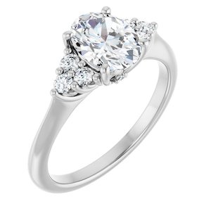Continuum Silver Oval Brilliant Moissanite Accented Engagement Ring
