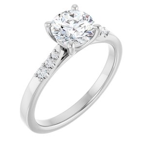 Continuum Silver Round Brilliant Moissanite Accented Engagement Ring