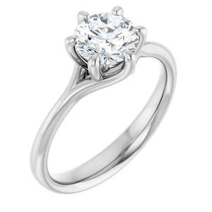 Continuum Silver Round Brilliant Moissanite Solitaire Engagement Ring