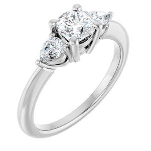 Ring From 500 1000: Continuum Silver Cushion Brilliant Moissanite Three Stone Engagement Ring