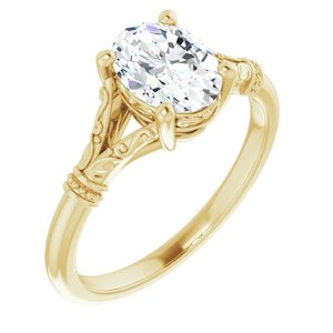 Rings From 1500 2000: 3/4ct Oval Shape Lab Grown Diamond Vintage Solitaire Engagement Ring