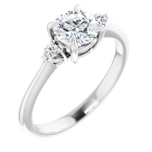 Rings From 1500 2000: 3/4 Carat Round Shape Lab Grown Diamond Three Stone Engagement Ring