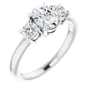 3/4 Carat Oval Shape Lab Grown Diamond Three Stone Engagement Ring