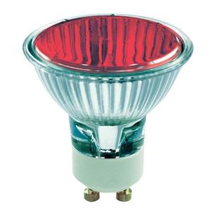 Gu10 Par16 Dichroic: GU10 240V 50W Reflector 36° Red Halogen 2,500 Hour Life