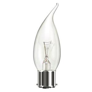 B22D 240V 25W CLEAR CANDLE BENT-TIP