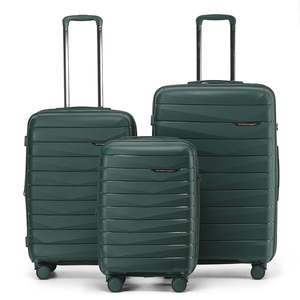 Hardside Luggage: The New Zealand Luggage Co Pilot Collection Polypropylene Trolley Cases 76/66/55cm NZ005-Full Set (Petrol)