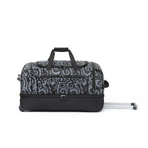 Overnight Bags: TCA796 72cm-L Black-Tribal print Tosca Trek collection split compartment softside duffle bag