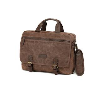 Tosca Waxed Canvas Collection 40cm-w cross body luxury satchel WC003-brown