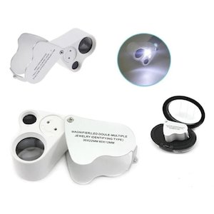 Pocket Magnifiers: Two Lens Inspection Magnifier 30X 60X  LED