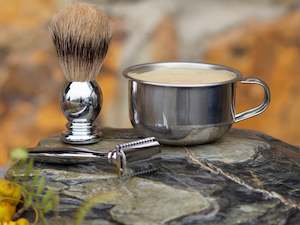 Gift Sets: Stainless Steel Safety Shaving Razor, Shaving Cup and Brush Set