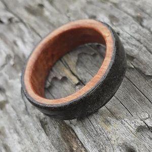 Products: NZ Native Rimu with Volcanic Sands Ring Band - Beach Art Series - NZ NATIVE WOOD RINGS