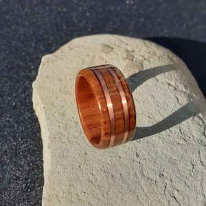 Exotic Heart Rimu with Dual Copper Band Inlay - NZ NATIVE WOOD RINGS