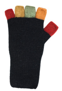 Gloves, Arm & Leg Warmers: Multi Coloured Fingerless Gloves Possum Merino NATIVE WORLD