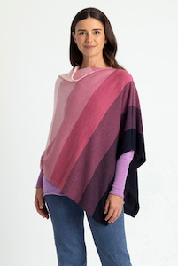 For Elegant Evenings: Graduated Stripe Poncho ROYAL MERINO