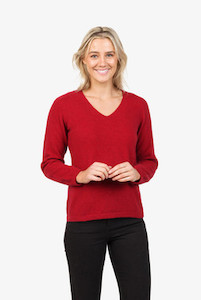 For Elegant Evenings: Vee Neck Plain Sweater Possum Merino NATIVE WORLD