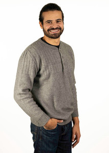 Textured Button Neck Possum Merino Silk Jersey KORU