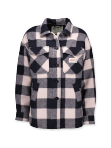 Nzo Clothing: Feldon Swanndri Womens Wool Camp Shacket - Rose Check