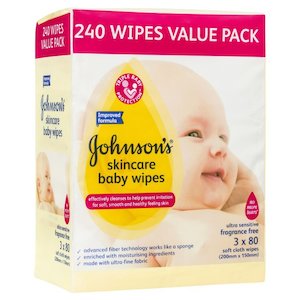 Powders And Wipes: Johnsons And Johnsons Baby Fragrance Free Wipes 240s