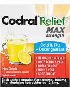 Sinus Relief Medicines: Codral Cold & Flu & Decongestant Hot Drink 10s