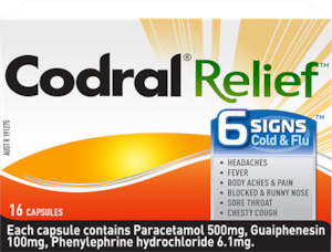 Codral Relief 6 Signs Caps 16s