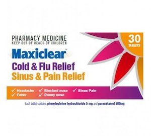 Sinus Relief Medicines: Maxiclear Cold & Flu Sinus & Pain 30s