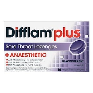 Sore Throat Lozenges: Difflam Lozenges Plus Anaestics Blackcurrant 16s