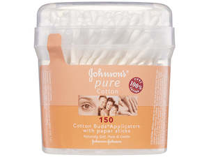 J&J Pure Cotton Bud Pure White with Paper Sticks 150s