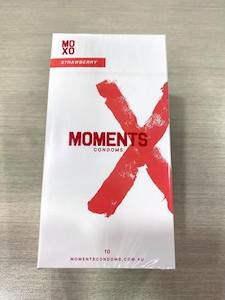 Condoms And Lubricants: Moments Strawberry/Red 53mm Wide (0.07mm Thickness) Condoms 10