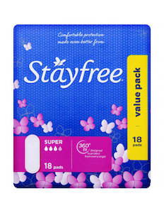 Sanitary Pads: Stayfree Super Pads No-Wing 18s