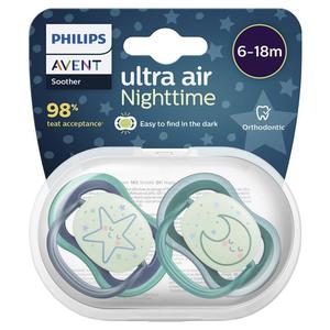 Comforters Or Dummies: AVENT Soother Ult Air Night 6-18m 2pk